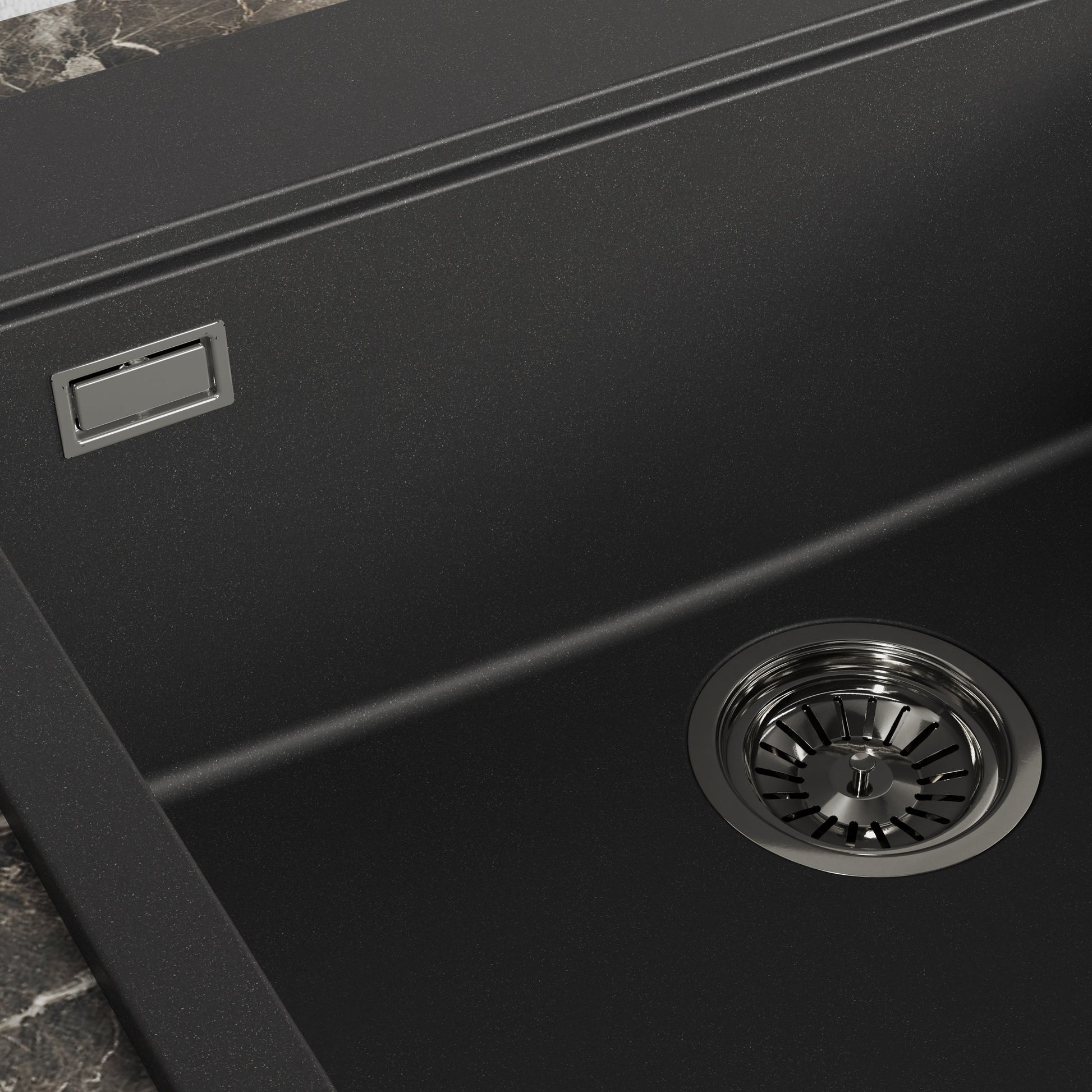 Laveo Tau Granite Sink 1 Bowl 600mm - Black – product view 3