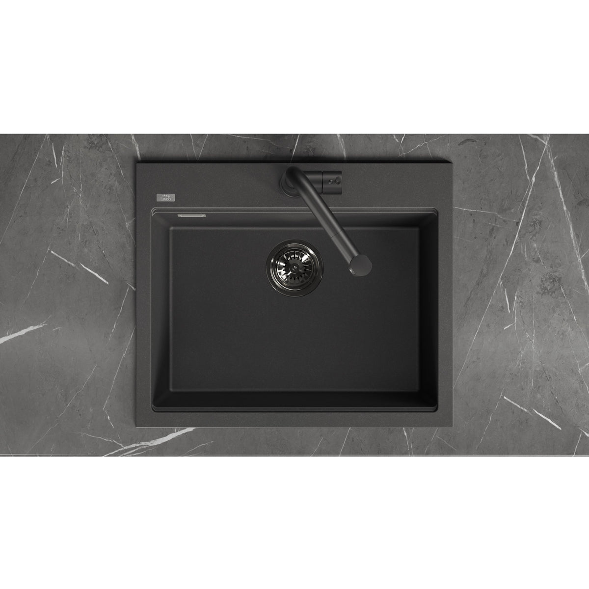 Laveo Tau Granite Sink 1 Bowl 600mm - Black – product view 4