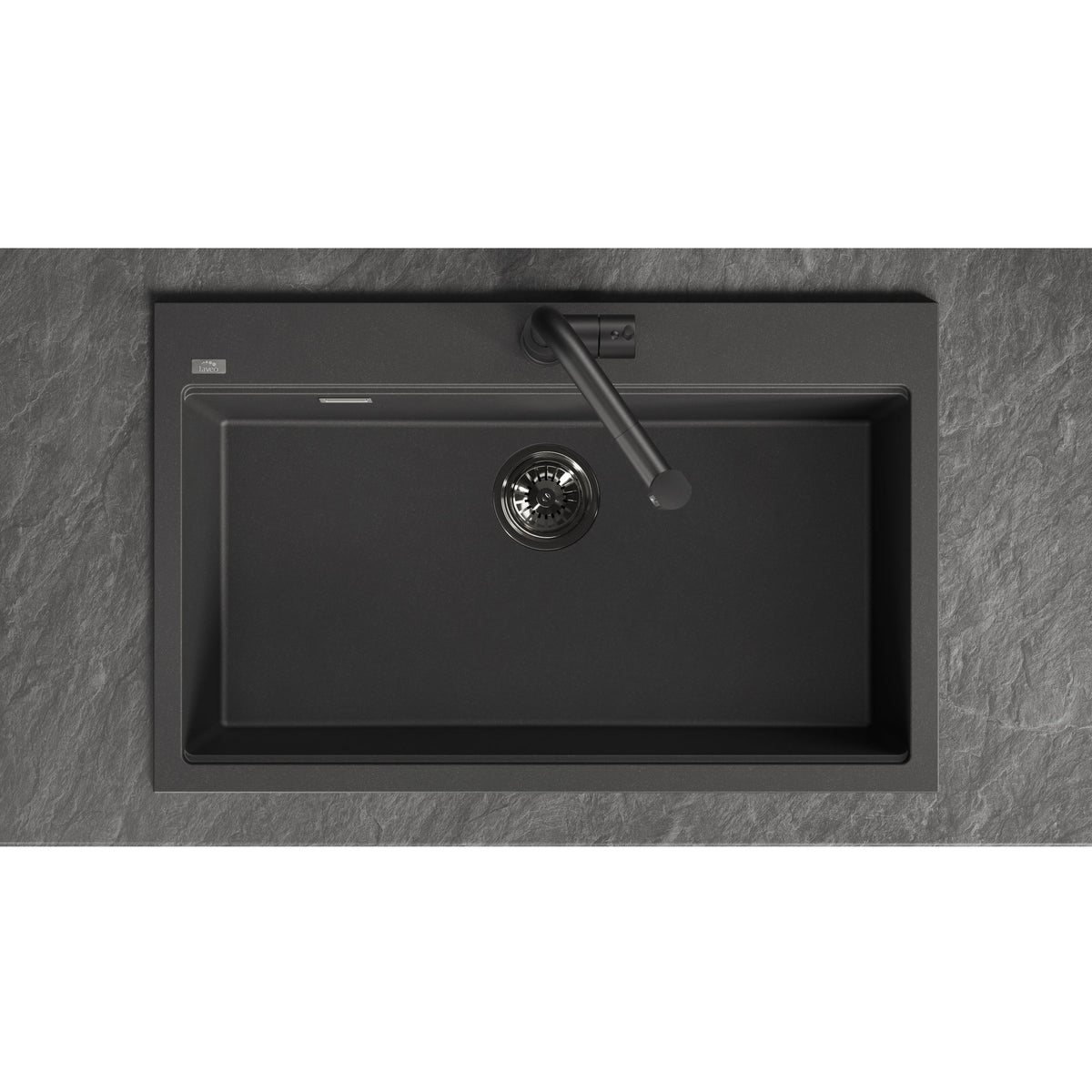 Laveo Tau Granite Sink 1 Bowl 800mm - Black – product view 4