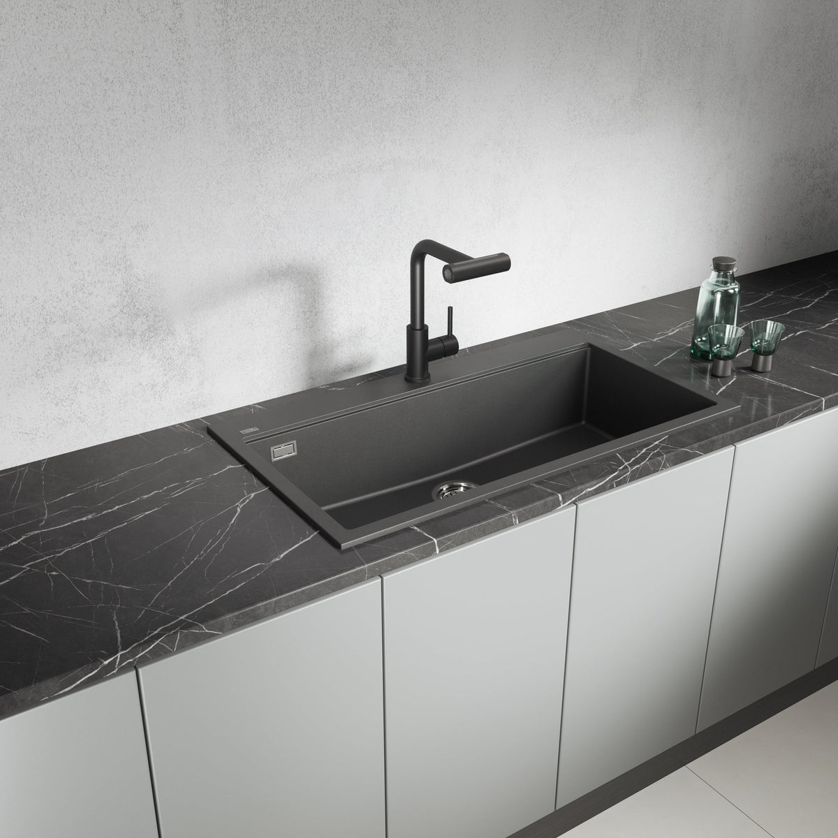 Laveo Tau Granite Sink 1 Bowl 900mm - Black – product view 1