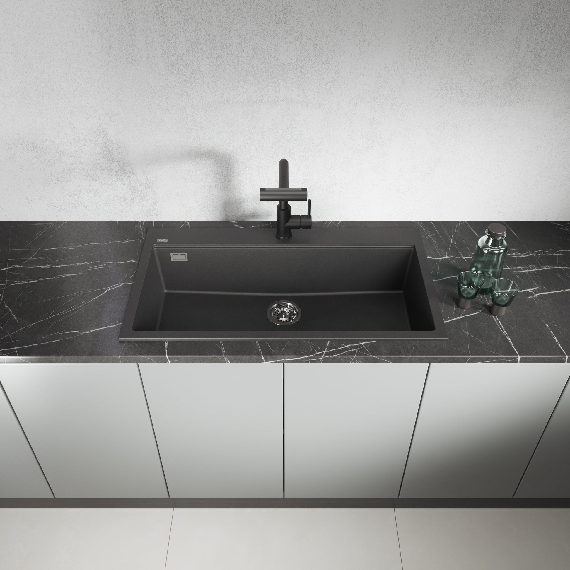 Laveo Tau Granite Sink 1 Bowl 900mm - Black – product view 2