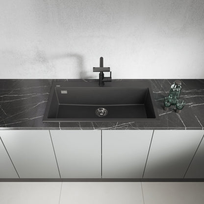Laveo Tau Granite Sink 1 Bowl 900mm - Black – product view 2
