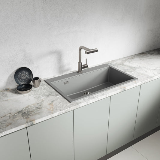Laveo Tau Granite Kitchen Sink Single Bowl 800 mm - Volcano Grey – product view 1