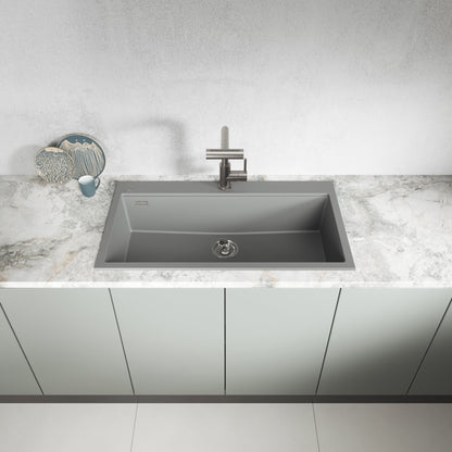Laveo Tau Granite Kitchen Sink Single Bowl 900 mm - Volcano Grey – product view 2