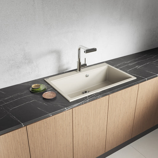 Laveo Tau Granite Sink 1 Bowl 800mm - Beige – product view 1
