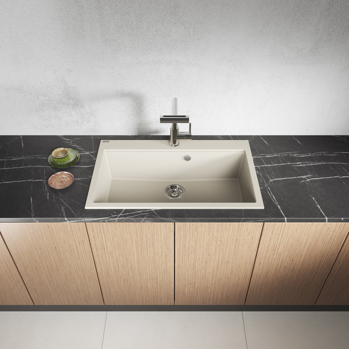 Laveo Tau Granite Sink 1 Bowl 800mm - Beige – product view 2