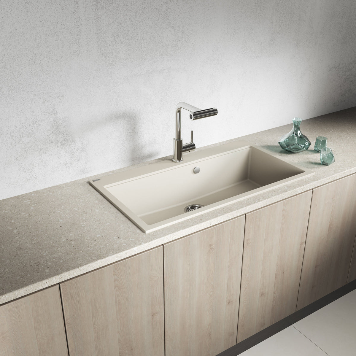 Laveo Tau Granite Sink 1 Bowl 900mm - Beach Sand – product view 1