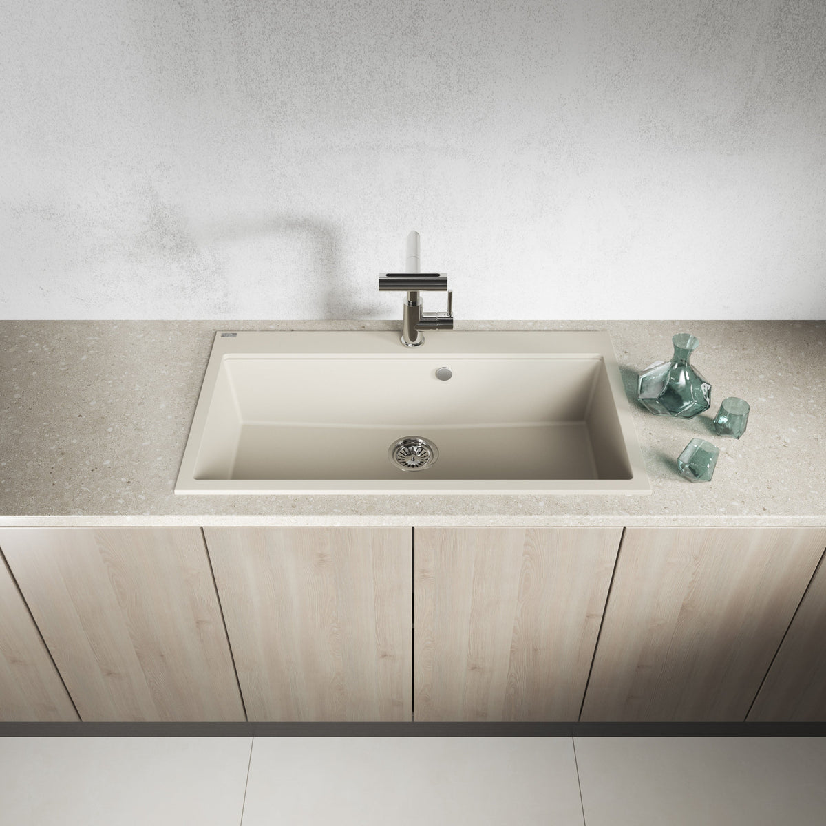 Laveo Tau Granite Sink 1 Bowl 900mm - Beach Sand – product view 2