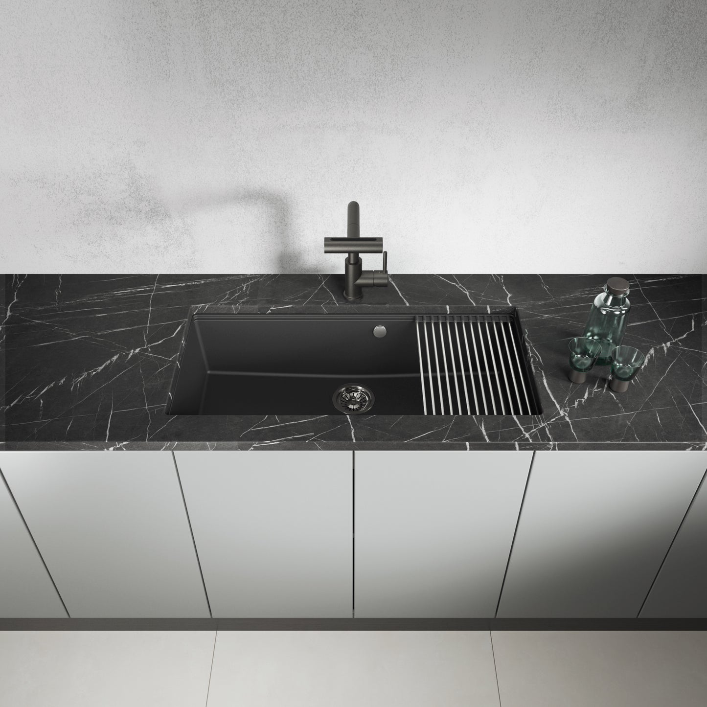 Laveo Tau Granite Sink 1 Bowl 900mm - Black