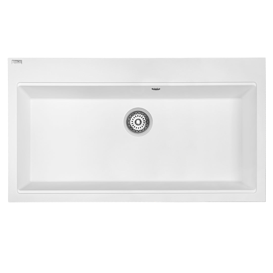 Laveo Tau Granite Sink 1 Bowl 900mm - White – product view 1