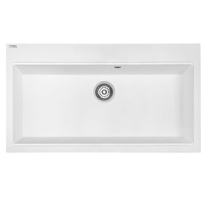 Laveo Tau Granite Sink 1 Bowl 900mm - White – product view 1