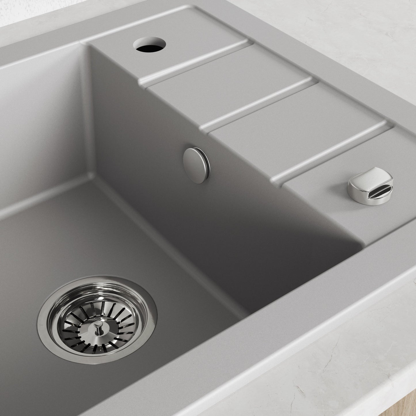 Laveo Trzynastka Granite Sink 1 Bowl - Grey – product view 3