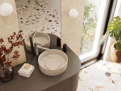 Laveo Perl Granite Countertop Basin 360 mm - Beige – bathroom lifestyle view 2