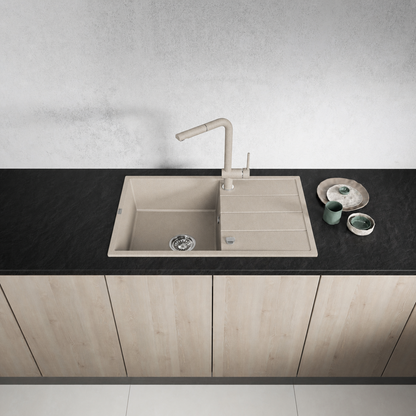 Laveo Wolin Granite Sink 1 Bowl with Drainer – Beach Sand – additional product view