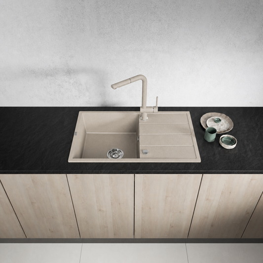 Laveo Wolin Granite Sink 1 Bowl with Drainer – Beach Sand – additional product view