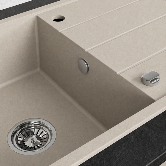 Laveo Wolin Granite Sink 1 Bowl with Drainer – Beach Sand – additional product view