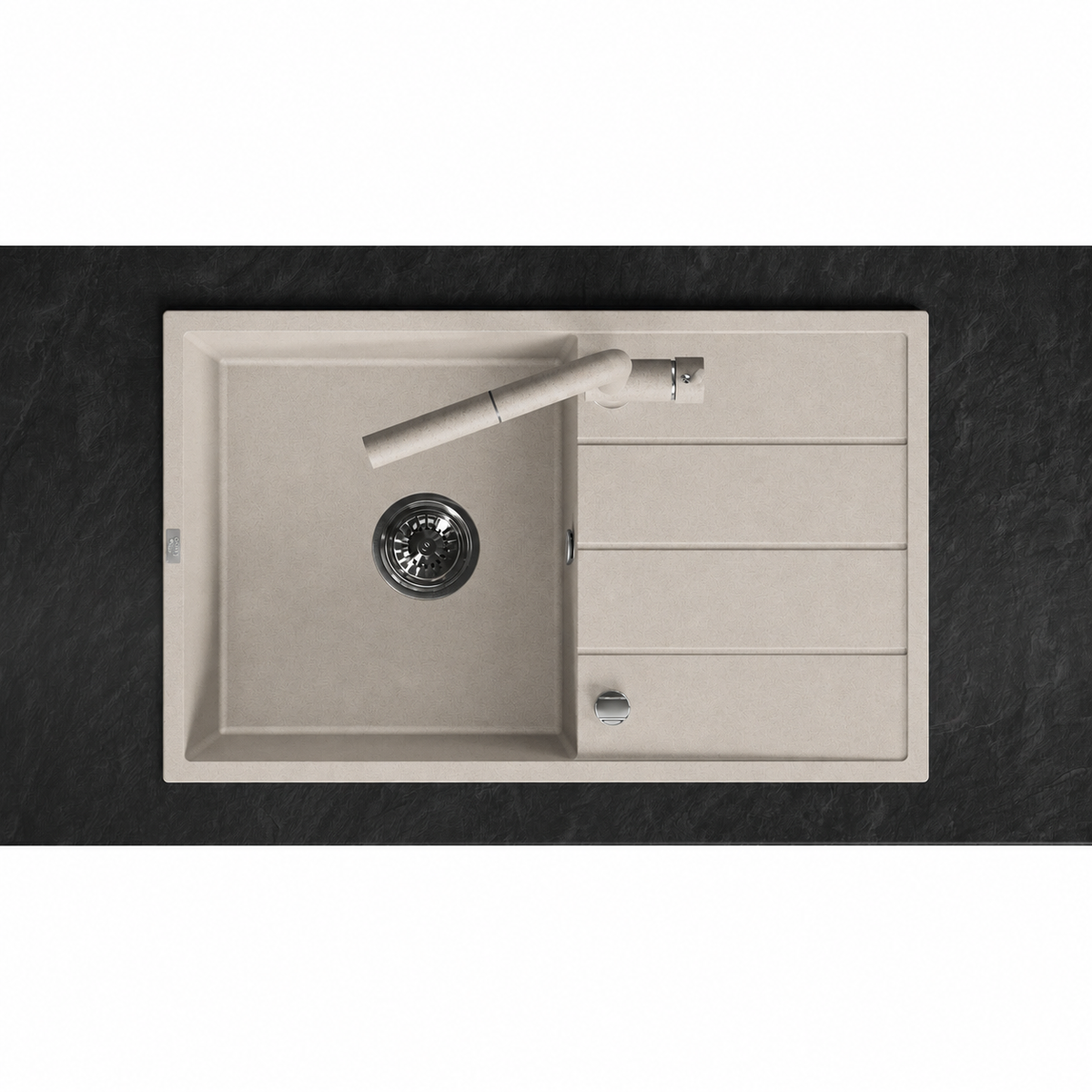 Laveo Wolin Granite Sink 1 Bowl with Drainer – Beach Sand – additional product view