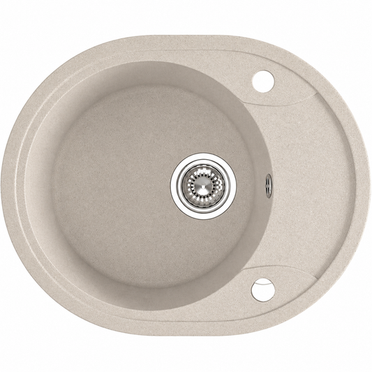 Laveo Dafne Granite Sink 1 Bowl with Half Drainer - Beach Sand – Beach Sand – product view 1