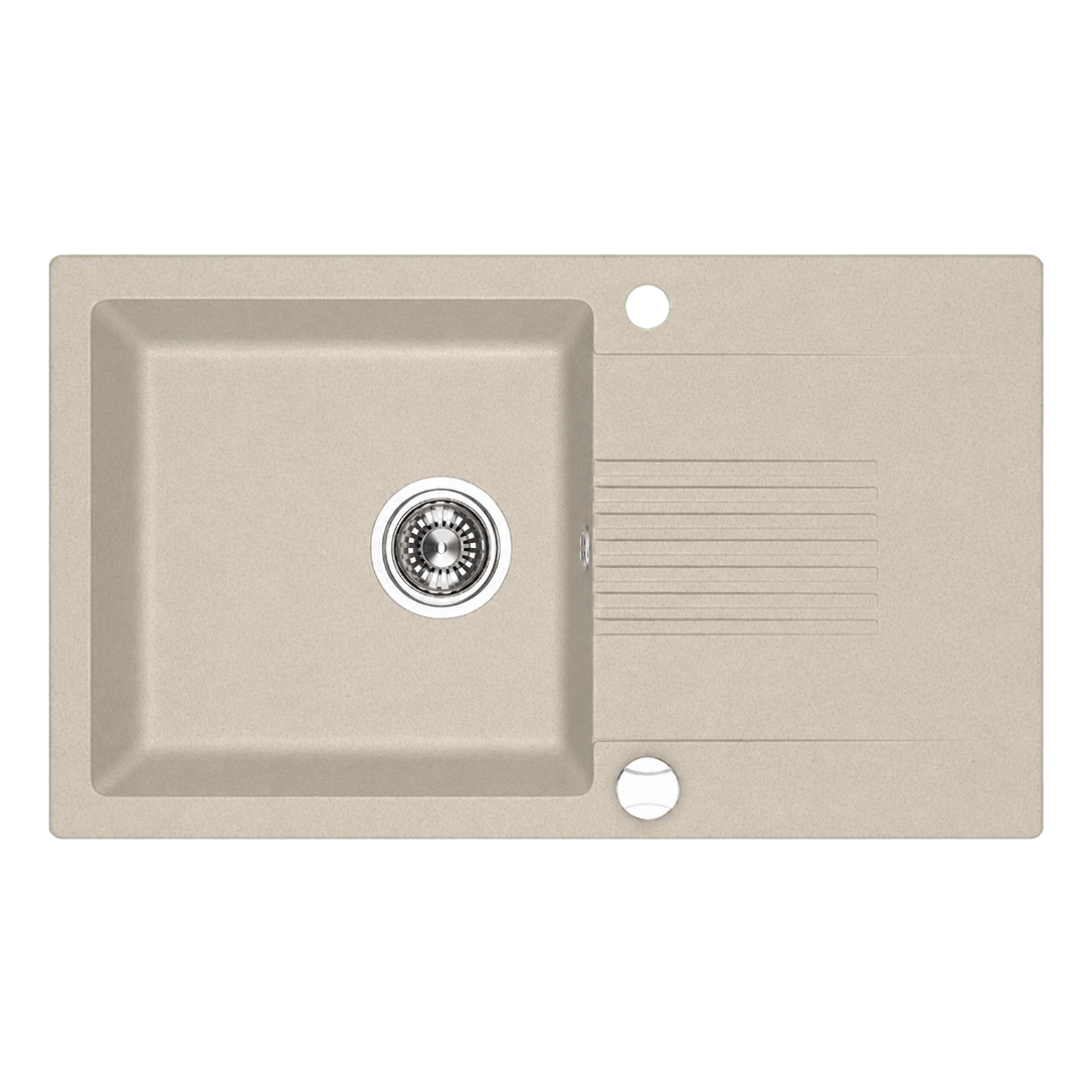 Laveo Celia Granite Sink 1 Bowl with Drainer - Beach Sand – Beach Sand – product view 1