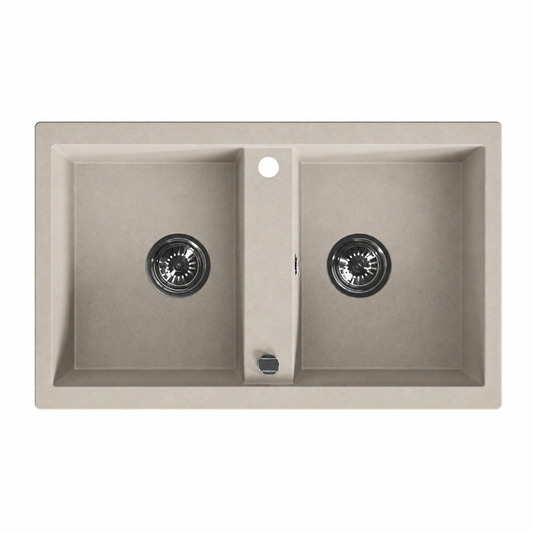 Laveo Barbados Granite Sink 2 Bowl - Beach Sand – Beach Sand – product view 1
