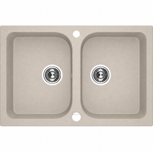 Laveo Celia Granite Sink 2 Bowl - Beach Sand – Beach Sand – product view 1