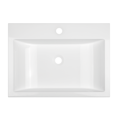 Laveo Albano VGA1610T white granite washbasin - complete product top view