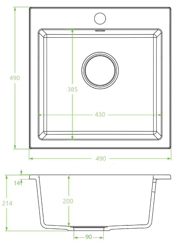Laveo Alena SBA_J10T Jasmine granite sink - view 2