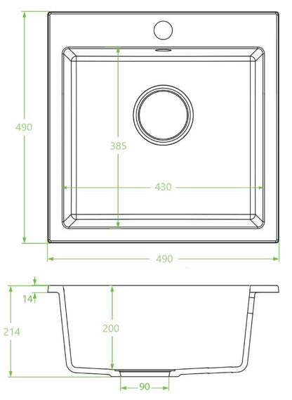 Laveo Alena SBA_J10T Jasmine granite sink - view 2