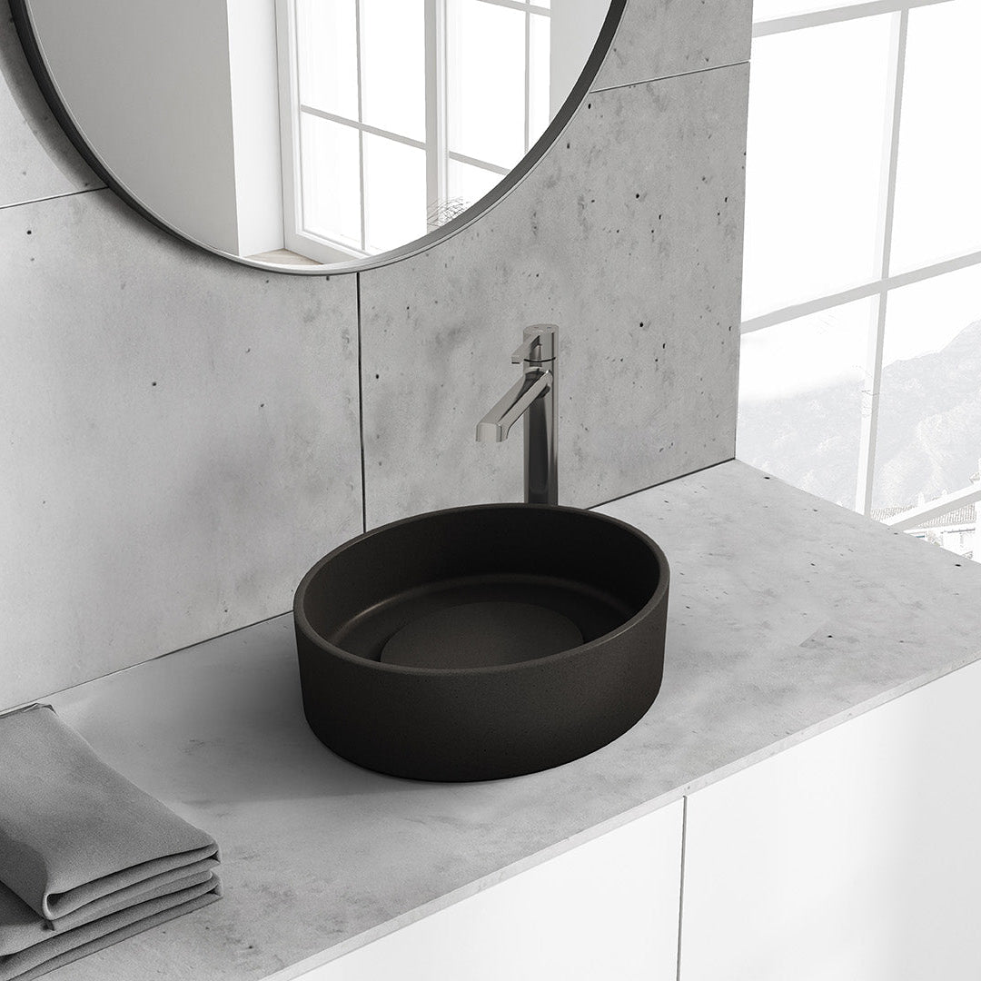 Laveo Perl Granite Countertop Basin 360 mm - Black – bathroom lifestyle view 1