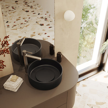 Laveo Perl Granite Countertop Basin 360 mm - Black – bathroom lifestyle view 2