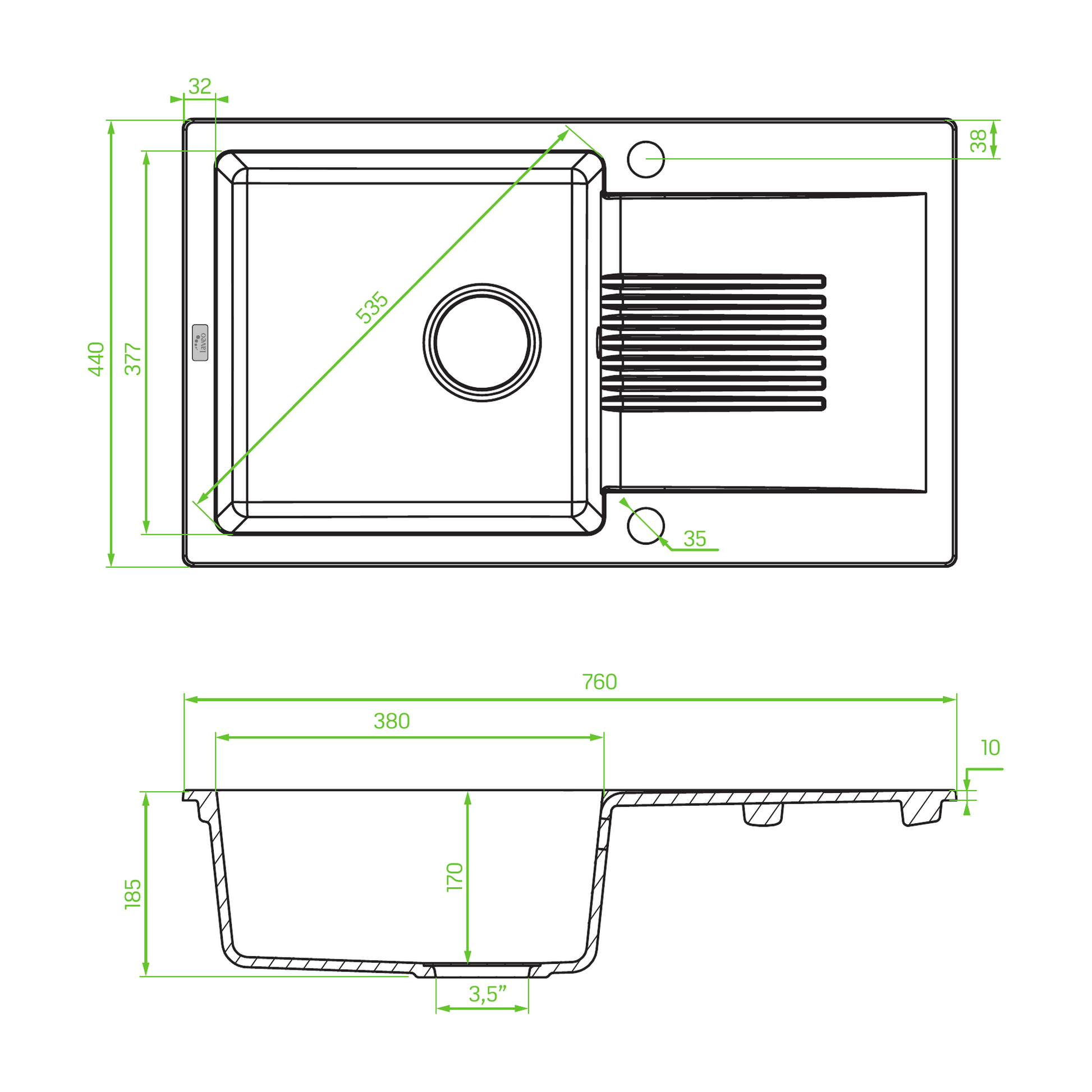 Laveo Celia SBC_711B technical drawing