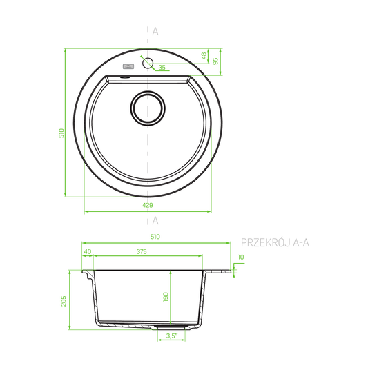 Laveo Dafne SBD_V80T technical drawing
