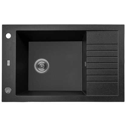 Laveo Pioneer Granite Kitchen Sink - Black - complete isolated product view