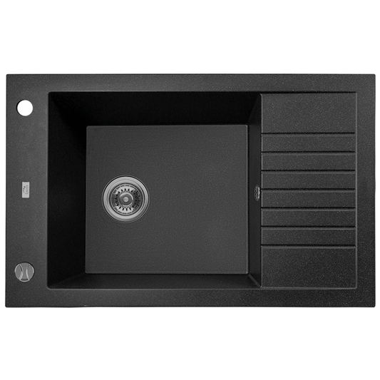 Laveo Pioneer Granite Kitchen Sink - Black - complete isolated product view