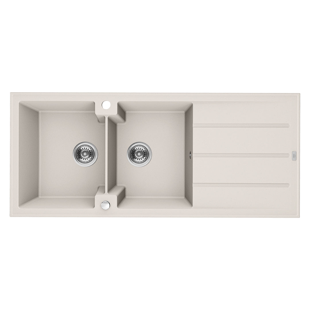 Laveo Canaria Granite Sink 2 Bowl with Drainer – Jasmine – SPC_J21T