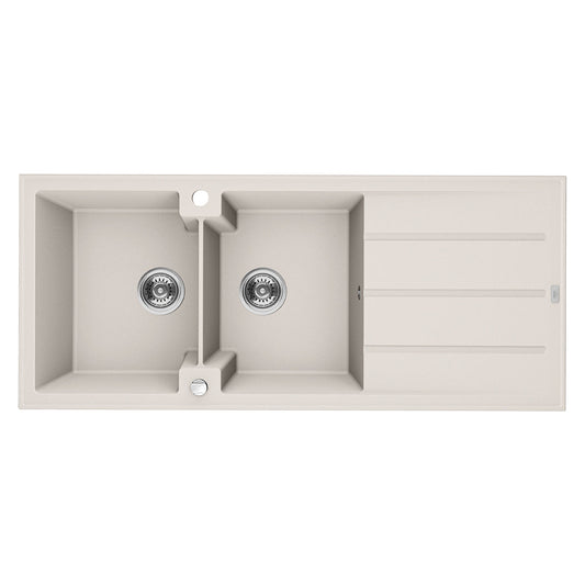 Laveo Canaria Granite Sink 2 Bowl with Drainer – Jasmine – SPC_J21T