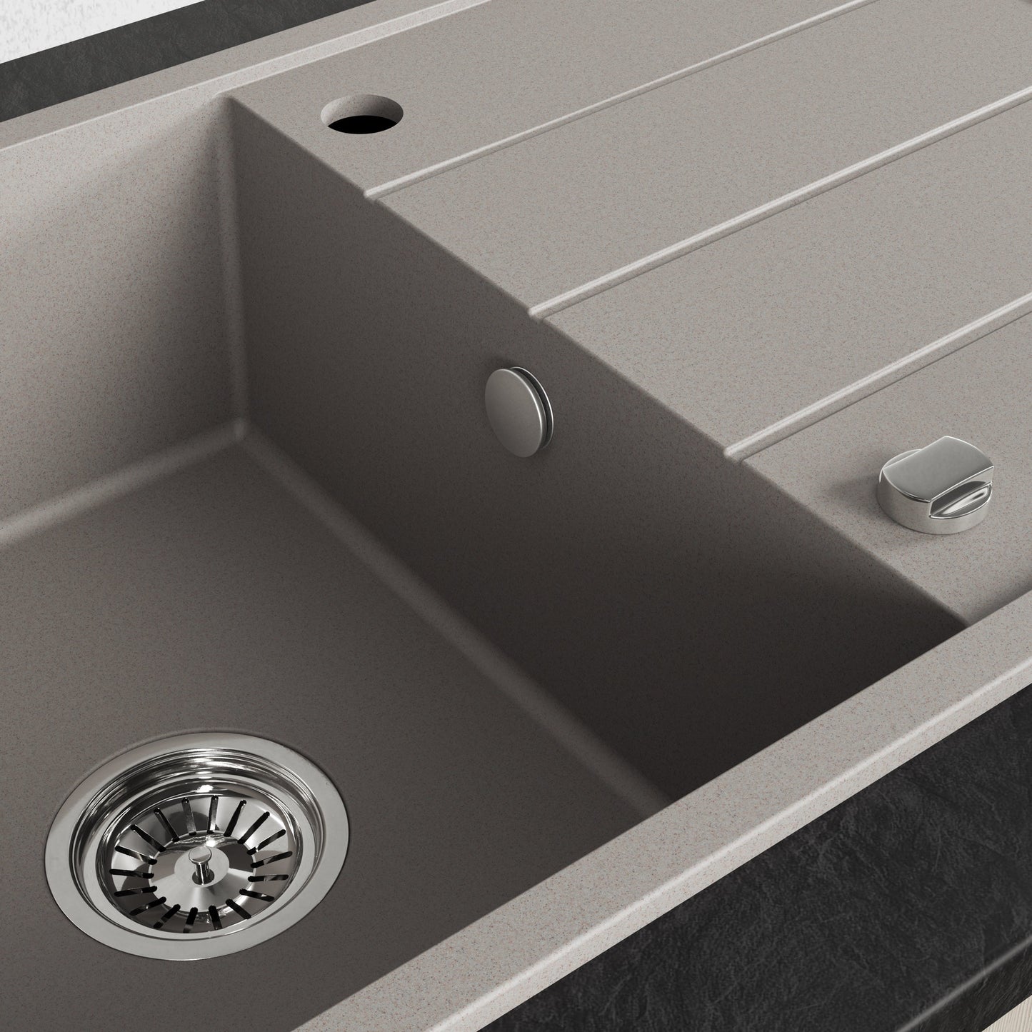 Laveo Wolin Granite Sink 1 Bowl with Drainer – Beach Sand – additional product view