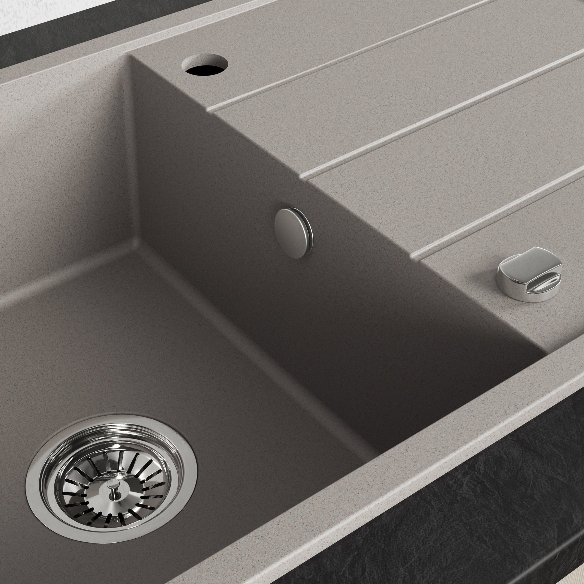 Laveo Wolin Granite Sink 1 Bowl with Drainer – Beach Sand – additional product view