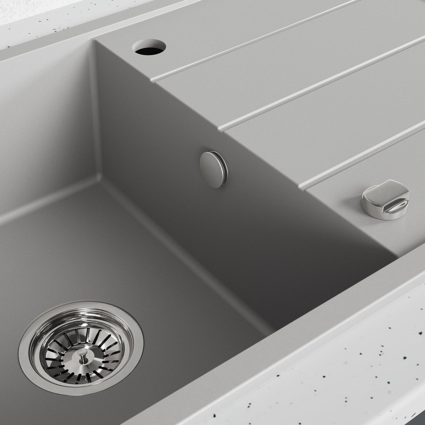 Laveo Wolin Granite Sink 1 Bowl with Drainer – Grey – additional product view