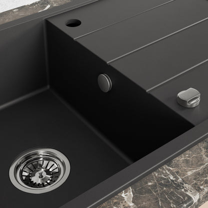 Laveo Wolin Granite Sink 1 Bowl with Drainer – Black – additional product view