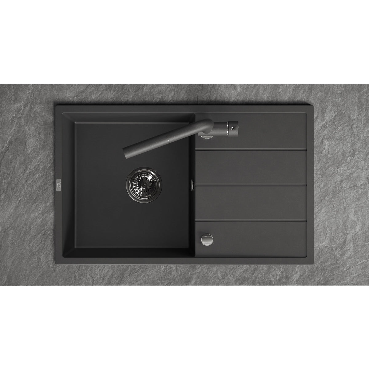 Laveo Wolin Granite Sink 1 Bowl with Drainer – Black – additional product view