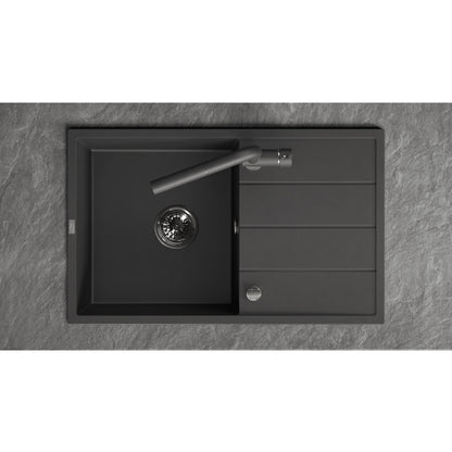 Laveo Wolin Granite Sink 1 Bowl with Drainer – Black – additional product view