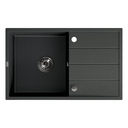 Laveo Wolin SPW_711T black granite sink - complete isolated product view