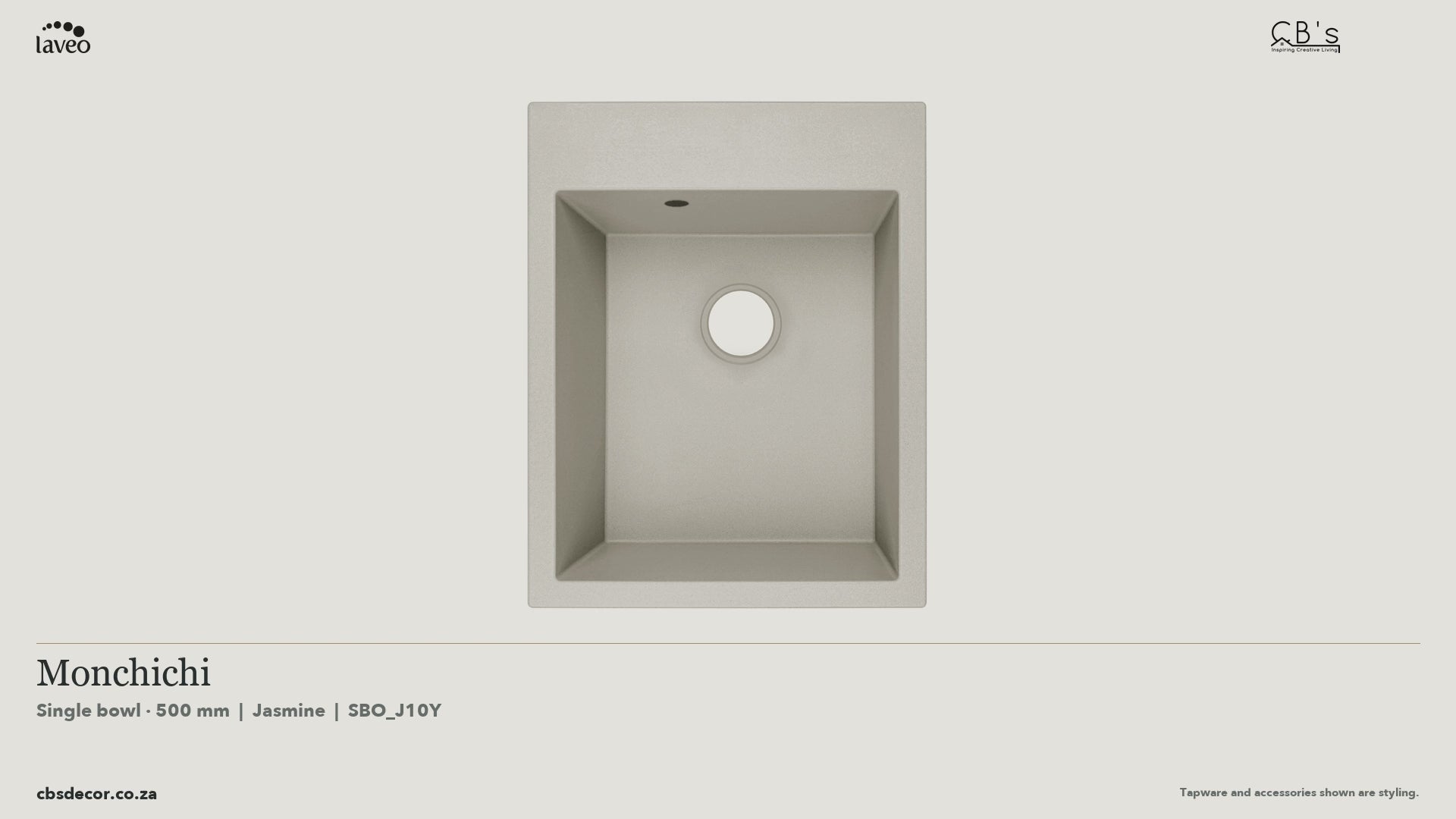 Laveo Monchichi Granite Kitchen Sink Single Bowl 500mm - Jasmine · product video