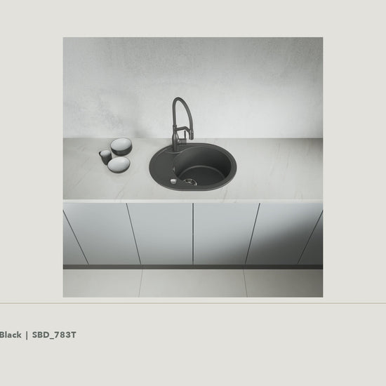 Laveo Dafne Granite Kitchen Sink Single Bowl with Half Drainer - Black · product video