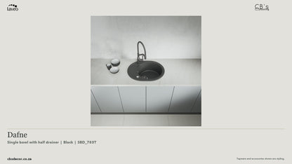 Laveo Dafne Granite Kitchen Sink Single Bowl with Half Drainer - Black · product video