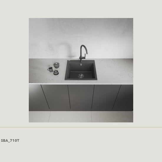 Laveo Alena Granite Kitchen Sink Single Bowl 490mm - Black · product video