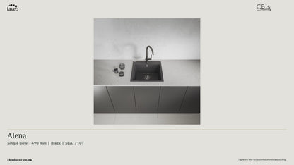 Laveo Alena Granite Kitchen Sink Single Bowl 490mm - Black · product video