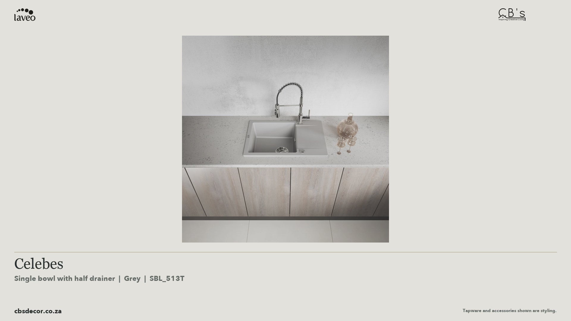 Laveo Celebes Granite Kitchen Sink Single Bowl with Half Drainer - Grey · product video