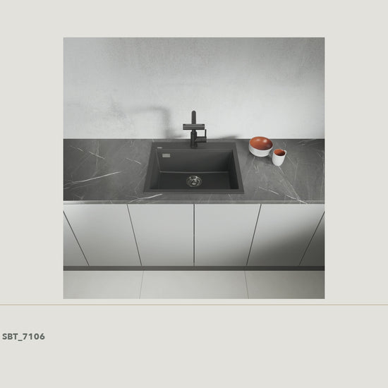Laveo Tau Granite Kitchen Sink Single Bowl 600mm - Black · product video